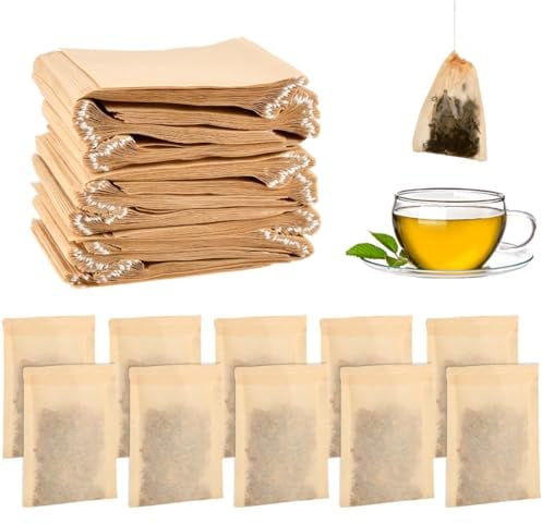 Sachets Thé a Remplir Jetable 300PCS Sachets Filtre à Thé Jetables en Papier Non Blanchi 8x6cm avec Cordon, Sachets de Thé Infuseur Filtre à Thé Papier pour Thé Parfumé, Épices, Vanille, Lavande, Café