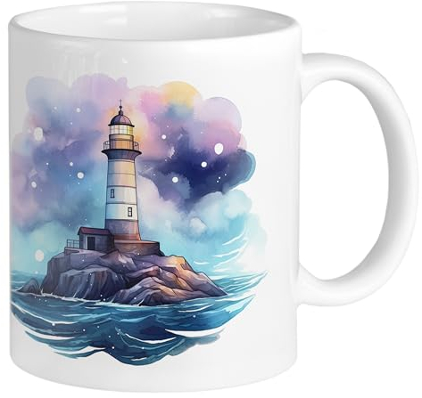GRAZDesign Tasse Meer und Leuchtturm - Maritime Motive auf Kaffeebecher, für Büro und Zuhause, Keramik 330ml