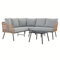 Gartenlounge JAKARTA, braun/grau - Outdoor Ecksofa mit Dreisitzer, Zweisitzer und Beistelltisch, robustes Metallgestell, wasserabweisende Kissen, für Terrasse und Balkon, L-förmige Sitzlandschaft