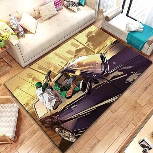 yyxsgdmw Klassischer G.T.A. Game Gamer Bereich Teppich Teppich Für Zu Hause Wohnzimmer Schlafzimmer Sofa Fußmatte Wohnkultur, Kinder Spielen rutschfeste Bodenmatte A7763 160×200Cm
