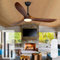 52 Inch Wood Outdoor Ceiling Fan for Patios with Light, Rustic Farmhouse Ceiling Fan with Remote, Large Airflow Reversible DC Motor Fan for Bedroom Kitchen Covered Outside Porch