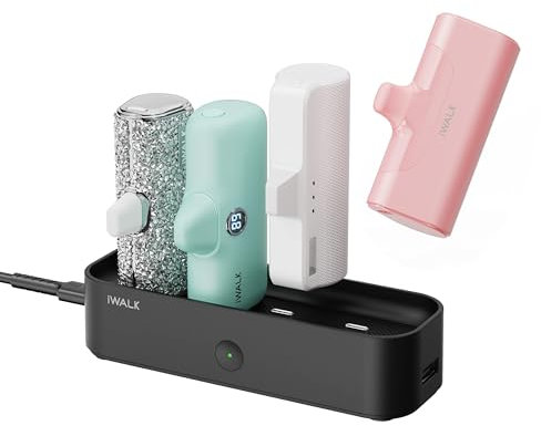 iWALK Portable Charger Station for 4500mAh, 4800mAh, 5000mAh Power Bank for iPhone Charging Station Multiple USB-C Family-sized Charger Station for Home(Station Only),Black