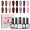 CIVPOWER UV Nagellack Set: 8 Farben Lila Braun Gel Nagellack Gellack für Gelnägel DIY Nail Art Kit - UV Gel Nail Polish Set für Nagel Design 8ML
