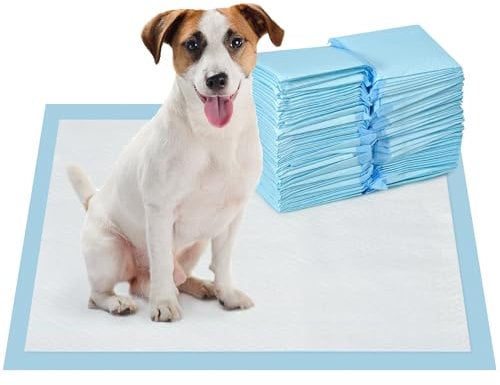PawHut Empapadores para Perros 100 Unidad 45x60 cm Resguardos para Perros Diseño de 6 Capas con Superficie de Secado Rápido a Prueba de Fugas Azul