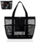 Lvjkes Mesh Strandtasche xxl mit 5 Fächern, Faltbar beach bag, Große Kapazität Schwimmtasche, für Strand, Schwimmen, Camping, Reisen, Fitnessstudio, 49 x 33 x 15cm (Schwarz)