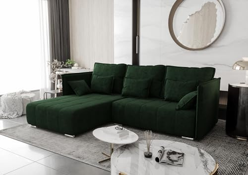 AXLIVING Ecksofa mit Schlaffunktion Grün Florinna 248cm L-Form