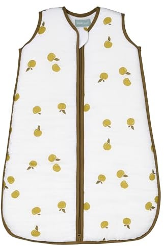 molis&co - Baby Schlafsack 2.5 TOG - Ganzjahres Schlafsack - Babyschlafsack Neugeborene - Premium Bambu Musselin, ärmellos Winterschlafsack wattiert - Premium Qualität - Apples (70 cm)