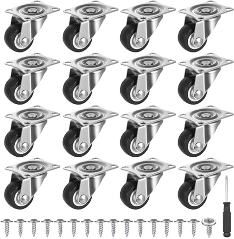 16 Stück 25mm Mini Rrollen für Möbelrollen Kleine Möbel Rollen, Schwerlastrollen Kleine Lenkrollen, 360 Grad Transportrollen Räder Gummirollen, Laufrollen für Tischrollen Möbel Kabinett Radrollen