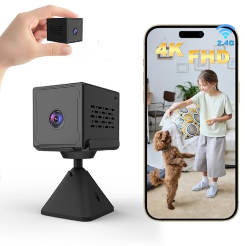 Mini Kamera, 4K Full HD Überwachungskamera Innen, 3 modes:WLAN/AP Hotspot/Überwachungskamera ohne WLAN, Nachtsicht, Bewegungserkennung, 2000mAh Lange Standby, Kamera Überwachung Innen/Außenbereich