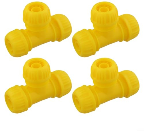 Confezione da 4 connettori a T per tubo da giardino a 3 vie, raccordi a connessione rapida per irrigazione, adattatori in plastica a prova di perdite con opzioni da 1 pollice, 3/4 pollici, 1/2 pollici