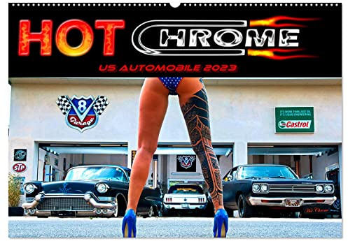 Hot Chrome US Automobile (Wandkalender 2026 DIN A2 quer), CALVENDO Monatskalender: Kalender für Liebhaber von US Sportwagen und Oldtimer (CALVENDO Orte)