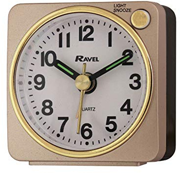 Ravel - Longford Mini Travel Quartz Alarm Clock - Gold/Black