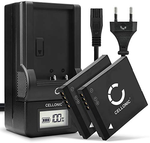 CELLONIC, Batterie pour Caméra, Compatible avec Panasonic Lumix DMC-FS16, DMC-FS28, DMC-S2 (3.6V, 700mAh) 2 Pièces + Chargeur