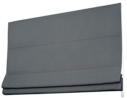Raffrollo Raffgardine Faltrollo Seitenzugrollo Fenster Rollo Vorhang 12 Farben Breite 60 - 230 cm Höhe 190 und 260 cm blickdicht Raffrollotechnik inkl. Stoff (Größe 180 x 190 cm / Farbe Dunkelgrau)