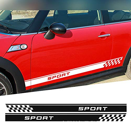 DSYCAR 1Pair Voiture côté Autocollant Sill Sport Porte Autocollants latéraux Autocollants Vinyle Porte latérale Autocollants pour Mini Cooper Un Countryman R60 Paceman R61 F55 F56 R56 R50 R53 (Noir)