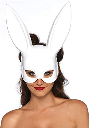 Ulalaza Frauen Hasenmaske Kostüm Schwarzes Kaninchen Halbmaske für Halloween Ostern Maskerade Zubehör
