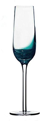 Copas de vino de cristal azul degradado, 100% sin plomo, copas de vino tinto, copas de cóctel, copas de champán 6PC Copa de champán, 195 ml.