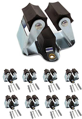 8x DER ROBUSTE Edelstahl Gerätehalter Besenhalter Wandhalter zur Aufbewahrung der Gartengeräte rostfrei Werkzeug Halter Garten Wandbefestigung Gartengeräte-Halter Angel Klemmfix Outdoor Garage