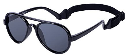 COCOSAND Baby Sunglasses with Strap Polarized Pilot UV400 for Infant Toddler Boys Girls Age 0-24 Months, Black
