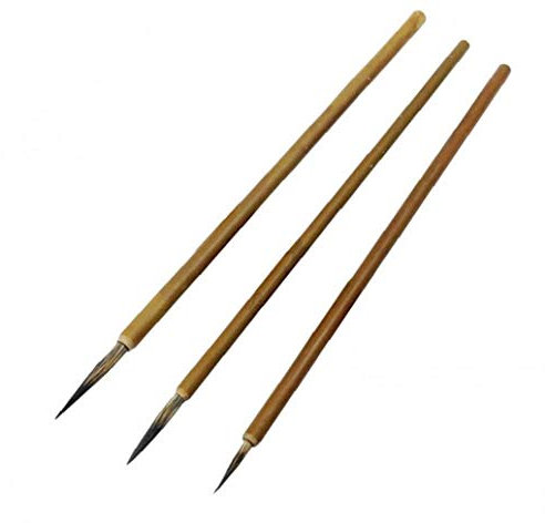 Casecover 3pcs (s M L) Professionnel Aquarelle Peinture Pinceau, Métal Weasel Pinceau Crochet Ligne Peinture Calligraphie Brosse Chinoise Brosse d'art Peinture À l'huile Pinceau