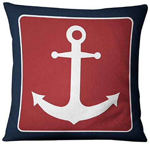 Schwar Textilien Kissenhülle Kissenbezug Maritim 45x45 cm Dekokissen Nautic Anker Schiff Bedruckt Muster 16-YF003-8