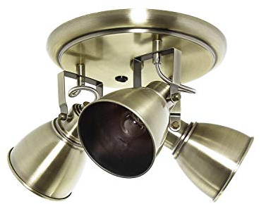Licht-Erlebnisse Runder Deckenstrahler Retro mit Schalter Messing flexibel Ø31cm Industrial Design Wohnzimmer STIPA