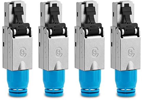 UC-Express Netzwerkstecker CAT 8 RJ45-4X RJ45 Stecker Steckverbinder - werkzeuglos - geschirmt - mit Zugentlastung - CAT8 CAT8.1 LAN Netzwerkkabel Stecker