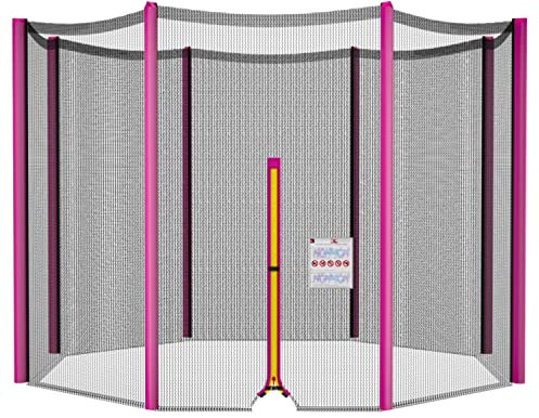 Cliselda Sicherheitsnetz für Trampolin 305 cm 8 Stangen,Gartentrampolin Ersatznetz,Trampolin-Zubehör,Sicherheitsnetz,mit Reißverschluss, UV-beständig - Rosa