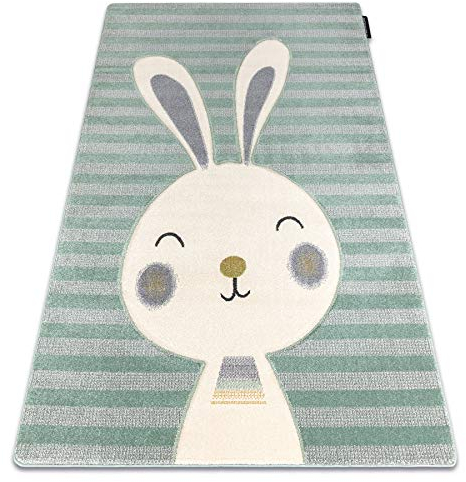 rugsx Teppich Petit Rabbit Kaninchen Kinderteppich für Babyzimmer, Spielteppiche, Kinderzimmer, grün 240x330 cm