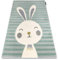 rugsx Teppich Petit Rabbit Kaninchen Kinderteppich für Babyzimmer, Spielteppiche, Kinderzimmer, grün 240x330 cm