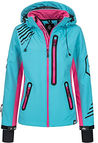 Rock Creek Damen Softshell Jacke Windbreaker Regenjacke Übergangsjacke Softshelljacke Damenjacke Regenmantel Outdoorjacke D-402 Türkis-Pink 4XL