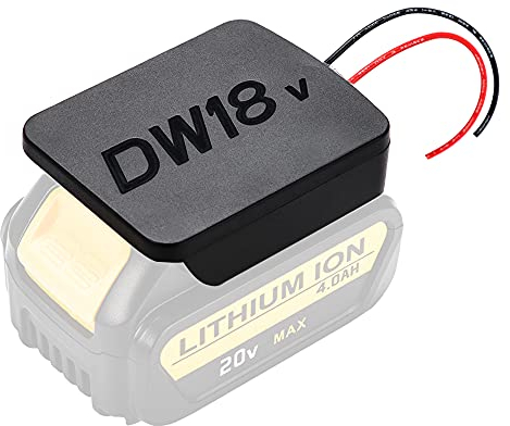 Battery Adapter Power Wheels Adaptor for Dewalt Battery 18V Power Dock Holder Power Mount Connector with 14 Gauge Wire for Robotics DIY Cars Modify Cordless Light Power Source