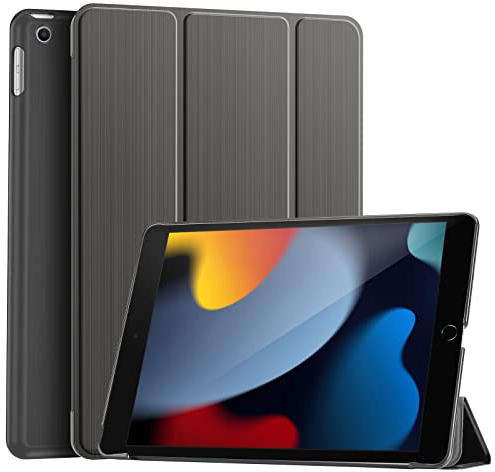 ProCase Hülle für iPad 10,2 Zoll (Modell 2021/2020/2019, 9./8./7. Generation), Schutzhülle Ultradünne mit Standfunktion und Auto Schlaf/Wach Kompatibel mit iPad 9/8/7 –Grau