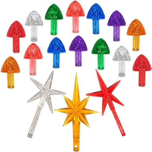 KonohaELF Bulbs/Lights for Replacement Ceramic Christmas Tree,（105 PC+3 Stars） Multicolor Medium Mushroom Tree Pegs for Ceramic Craft Project