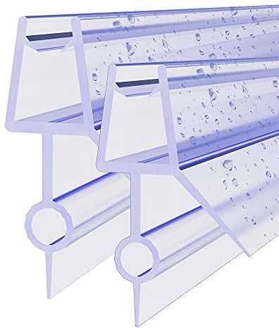 WITEN&NOCK Duschdichtung 2x70cm Glasstärke 5/6 mm Wasserabweiser Dichtung Ersaztdichtung mit verlängertem Abtropfprofil für Duschkabine Dusche Glastür