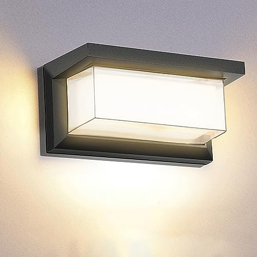 Wandleuchte Aussen LED 18W Wandlampe Innen Außenleuchte Wasserdicht IP65 Außenlampe Anthrazit LED Außenwandleuchte Wandbeleuchtung Innen & Außen Warmweiß -Lieferung aus Deutschland