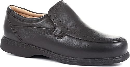 Pavers Mens Wide Fit Leather Slip-On Shoes Black Size 8