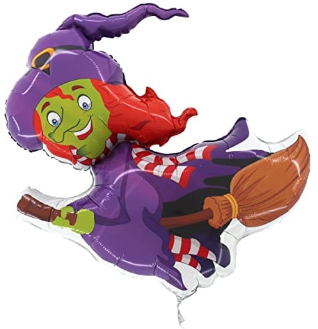 Toyland® 71,1 cm Fliegende Hexe auf Besen Halloween-Folien-Heliumballon – Halloween-Party-Dekorationen