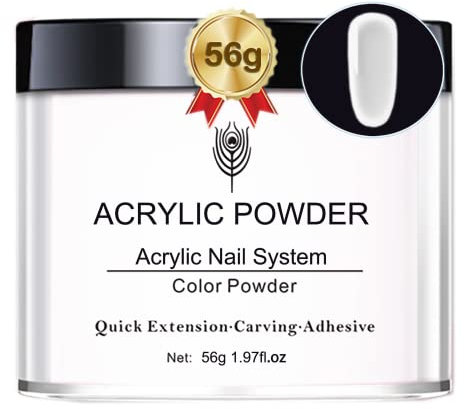 Fashion Base Clear Acrylic Powder, 1.97oz Professional Acrylic Nail Powder Polymer, Clear Nail Powder for Acrylic Nail Extension Carving Nails,Acrylic Nails Extension for Nail Art (Clear), 1.0 count