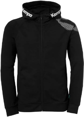Kempa Herren Core 26 Jacket Jungen Kapuzen-Jacke Trainings-Jacke Sweatshirt Hoody Pullover Mit Kapuze, Schwarz, XL EU