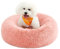 Feandrea Hundebett flauschig, Katzenbett, Donut Kissen, waschbar, Polsterung in der Mitte herausnehmbar, Langer Plüsch, 70 cm Durchmesser, rosa PGW039P01