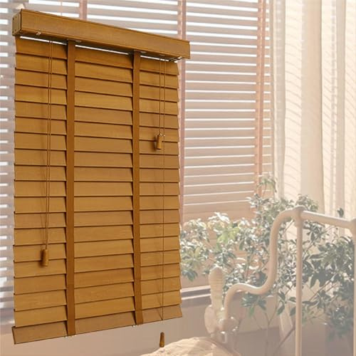 Suwooy Jalousien Aus Holz,Horizontal Jalousie, Verdunkelungsrollos,50mm Lamellen Massivholz Jalousette 45cm 50cm 60cm 70cm 80cm 90cm 100cm 115cm 120cm Jalousetten,Für Fenster,W×H-135x130cm/53x51in