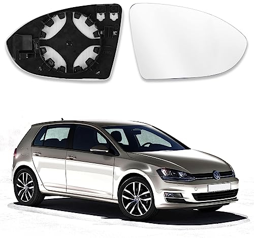Geeignet für Golf 7 Spiegelglas, Spiegelglas Ersatz, Außenspiegel Glas Asphärisch, Umkehrlinse Rückfahrglas Spiegel, mit Trägerplatte (Rechts)