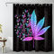 LB Lila Gras Duschvorhang 150x180cm Blauer Schmetterling Antischimmel Wasserdicht Badezimmer Vorhänge, Schwarz weißer Nachthimmel Kurz Polyester Stoff Bad Vorhang mit Haken