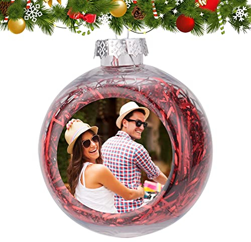Custom Christmas Clear Ornament Personalisierte Fotokugel Ornamente Dekorativer hängender Baum-Anhänger 2024 Geschenk für Paare Babys erste Weihnachts-Silvester-Party