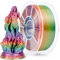 ZIRO Regenbogen Seide PLA Filament 1.75mm, Silk Mehrfarbige 3D Drucker Filament PLA, 1kg/2.2lb Gradient Changing 3D Filament, Kompatibel mit den Meisten FDM 3D Druckern, Seide Regenbogen Multicolor