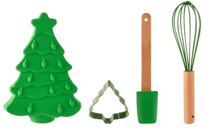 KASANOVA Set Stampo Albero in Silicone con 3 Accessori Verde Cottura