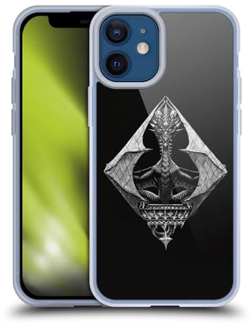 Head Case Designs Offizielle Stanley Morrison Gotischer Diamantdrache Schwarz und weiß Gelhülle [Militärischer Schutzgrad] Kompatibel Mit Apple iPhone 12 Mini Und Kompatibel Mit MagSafe