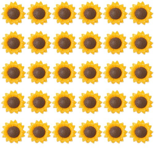 Rebanky 30 Stück Blumen Magnete Kühlschrank Sonnenblume Magnete 3D Kleine Kühlschrankmagnete Blumen Schöne Sonnenblumen Kühlschrankmagnete für Magnettafel, Küche, Kühlschrank, Büro
