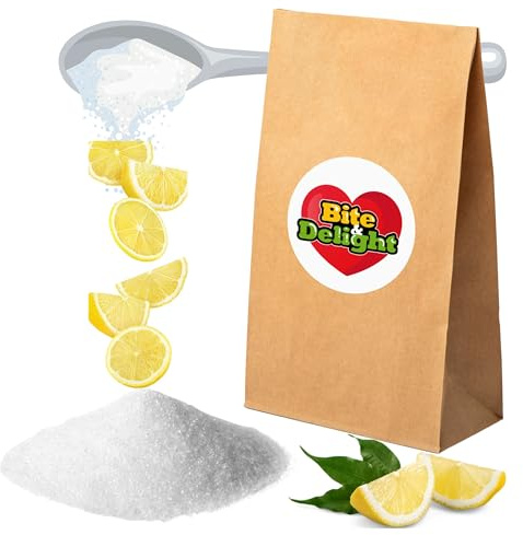 Bite & Delight Zitronensäure Pulver - Lebensmittelqualität - für Küche und Haushalt - Kalkentferner und Reinigungsmittel, Putzmittel - für Limonaden, Fruchtsäfte - Backen, Kochen - 25 kg